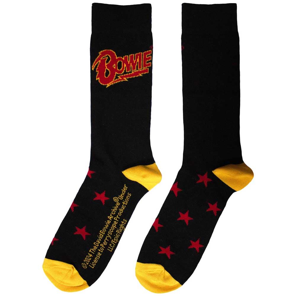 David Bowie 'Stars' (Black) Socks (One Size = UK 7-11) NEW OFFICIAL
