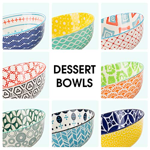 Deecoo Cereal Bowls,Set Of 8 Porcelain, 4.75 Inch Diameter,10 Fluid Ounces (1.25 Cup), Vibrant Colors Soup, Cute Oatmeal Bowls For Pasta, Small Salad, Stews, Rice, Yoghurt, Dessert, Poke #TOP2