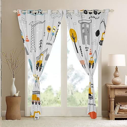 Homemissing Construction Vehicles Darkening Dreapes Equipment Trucks Curtains for Bedroom Living Room Kids Boys Decor Excavator Blackout Curtains Construction Site Cars Window Treatments W46*L72 - Image 4