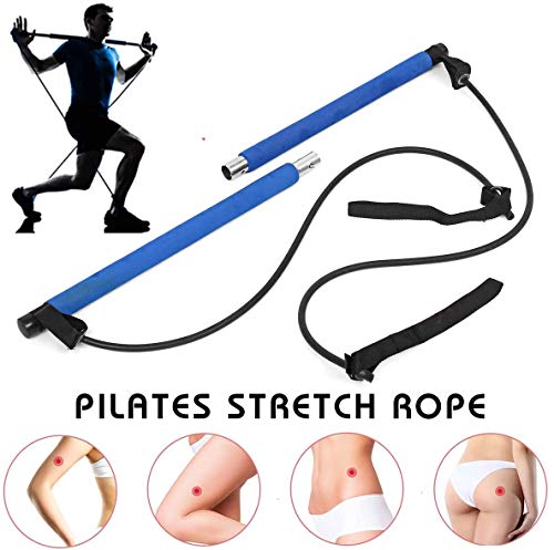 Kit de Barra de Pilates Portátil- Pilates Stick con Foot Loop, Core Strength Fitness Gym Resistance Band - Ideal para el Entrenamiento Corporal Total en el hogar, Gimnasio, Levantamiento de Pesas