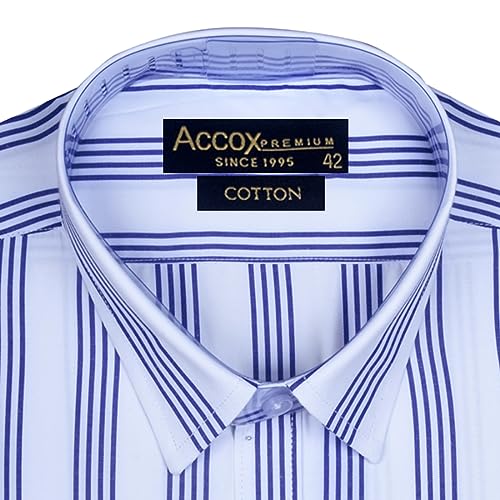 Image of ACCOX Men's Cotton Half Sleeves Striped Checkred Regular Fit Formal Shirt for Men(GCR275)