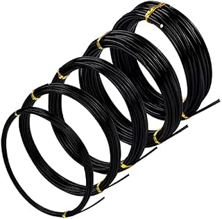 Belle Vous 5 Pack Black Aluminium Jewellery Making Craft Wire - 1, 1.5, 2, 2.5 & 3mm - 5m / 5.4 Yards Rolls - Flexible Metal For DIY, Artistic Floral Crafts, Beading and Model Making
