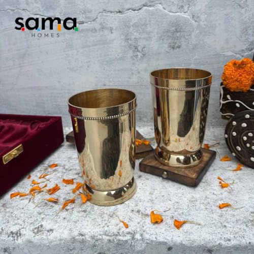 Brass Plain Glass con caja de terciopelo set 2 vasos miniatura 6