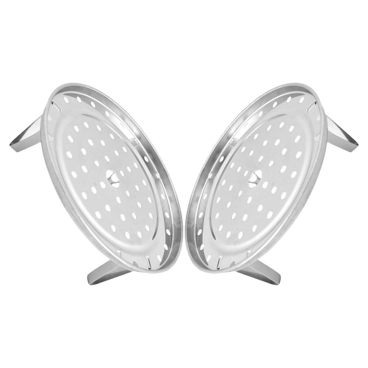 Luxshiny 2pcs Steaming Rack Round Stainless Steel Canning Rack Cooking Food Steaming Tray Basket Steam Basket with Removable Legs for Baking Cooling