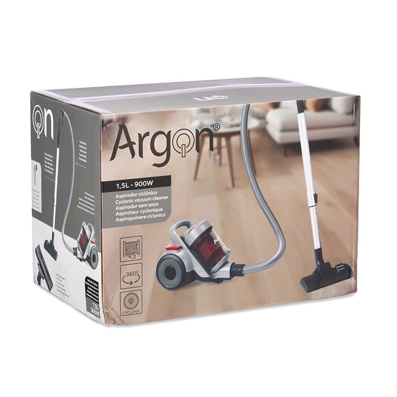 Aspirador Turbo 900W Potente y Robusto | Depósito 1500ml | Cable 4m | Rueda 360° | Diseño Moderno Gris y Rojo | Limpieza Rápida y Eficiente para el Hogar