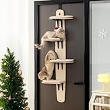 Ywyhus Multi Level Door Hanging Cat Shelf, 4-Level Cat Tree, Wall Mounted Cat Climber for Indoor Cats