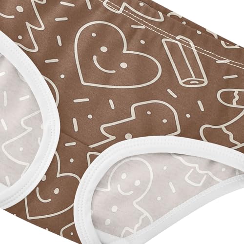 Seamless Gingerbread Pattern Breathable Girls' Panties Organic Underwear for Girls in Sizes 2T,3T, 4T, 5T, 6Y and 8Y4