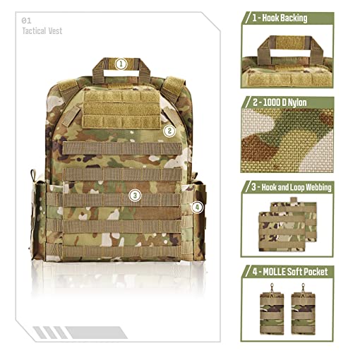 Image of GFIRE Tactical Vest, Quick Release Lightweight Breathable Vest for Training