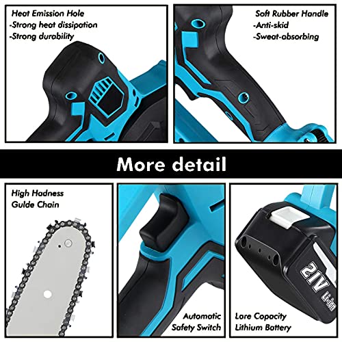 QAZX Akku Kettensäge mit Akku und Ladegerät, 8 Zoll 21V Mini Kettensäge Elektrische Motorsäge Gartengerät für Gartenbaum Landwirtschaft, Ranch, Bäume Schneiden – Bild 7