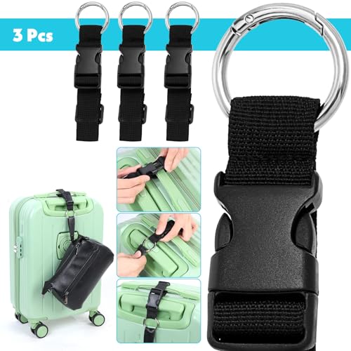 Dimeho 3 Stück Add a Bag Gepäckgurte, Gepäckverbindungsgurte Jackenhalter Verstellbare Handgepäck Koffergurtgurte Reisezubehör zum Verbinden Von Gepäck Oder Rucksack, Schwarz – Bild 5