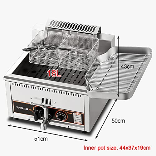 Generic Professionelle Gas-Aufsatz-Fritteuse, kommerzielle Edelstahl-Fritteuse mit Korb & Ölablassventil für Pommes-Restaurants Supermärkte – Bild 3