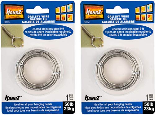 HangZ 80050 Coated Stainless Steel Gallery Wire for Hanging Pictures, 50lb, 9-Foot. 2-Pack (50 LB)