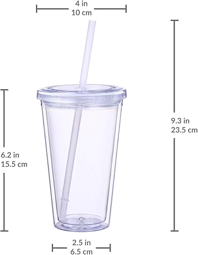 Miniatura 6 de Vaso Cupture Classic aislado con doble pared con tapa y pajita reutilizable16oz 12unidades Transparente