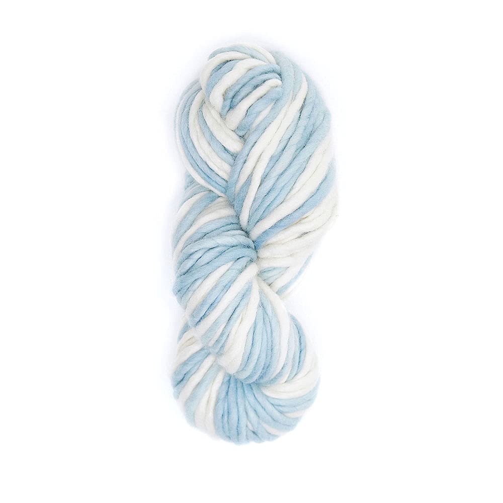 Alpaca Warehouse Kinua - 100% Handspun Fine Peruvian Junin Wool Naturally Dyed 21 Microns 100 Grams Bulky Weight - Heavenly Soft and Warm - Perfect for Crocheting and Knitting (Marbled Blue Sky)