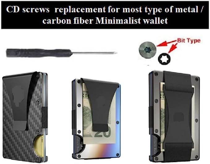 Generic 16pcs Wallet Replacement Screws Kit with Screwdriver and Metal Money Clip for Repairing Minimalist Wallets, Anti-RFID, Slim Wallet Card Holder Cases in Black2