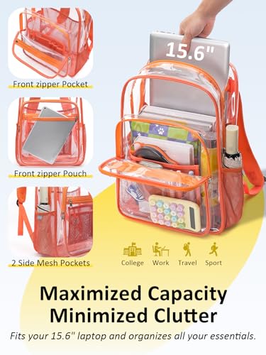 Image of Clear Backpack for School, Heavy Duty Clear Bookbag With a TSA Lock | 18 inch large clear bag, Durable PVC, For boys /girls /men /women /teens /adult, Ideal for work /sport /travel /daily life