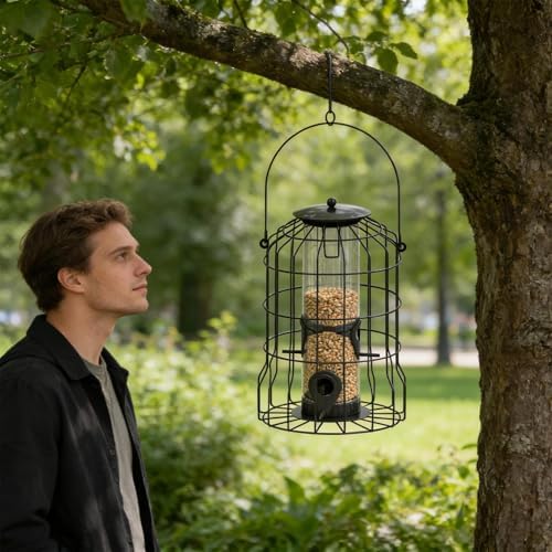 Bird Feeder - 4 Port Weatherproof Squirrel Proof Metal | Large Bird Feeders Outdoor Hangable, Weatherproofs Birds Feederss, for Attracting Hummingbird Chickadee Garden Yard Patio Porch Balcony Park — view 8