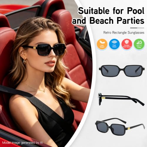 Image of 10 Pack Retro Rectangle Sunglasses for Women