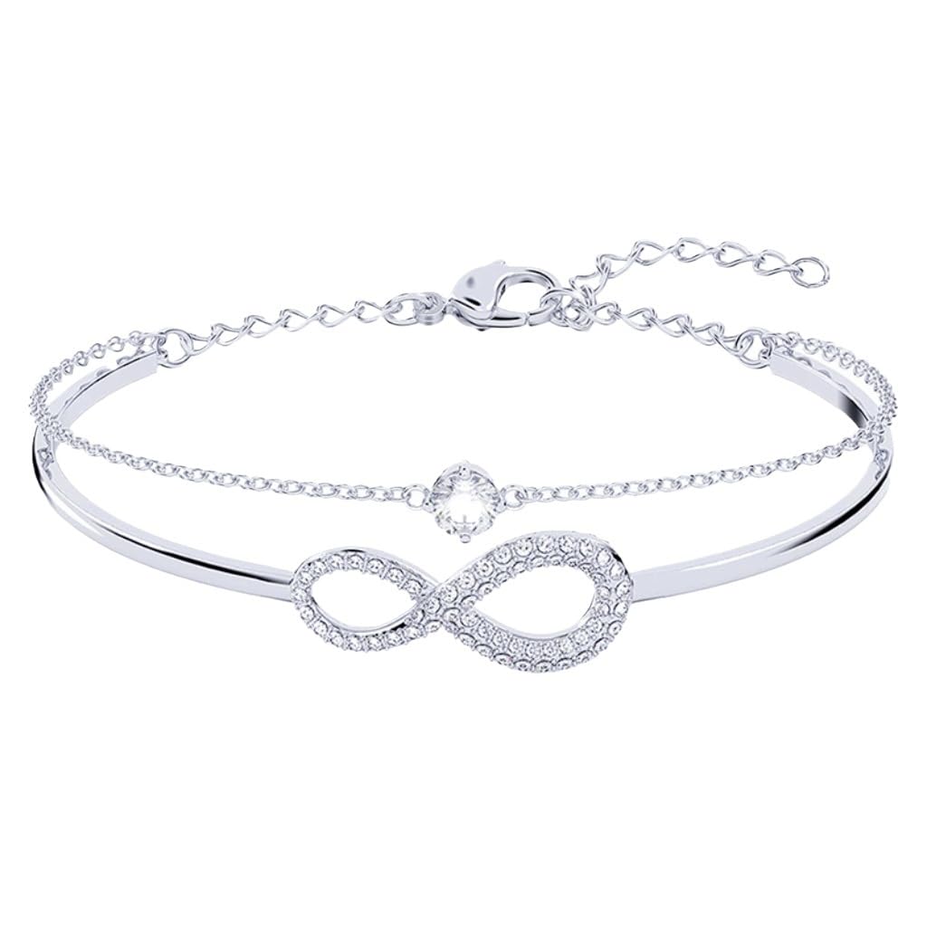 Hanaoops Pulsera para Mujer Pulseras Infinita de Plata de Ley 925 Circonita Cúbica Símbolo de Amor Infinito Pulsera Ajustable Infinity Amor Amistad Pulsera Joyería Regalos Cumpleaño para Novia Madre