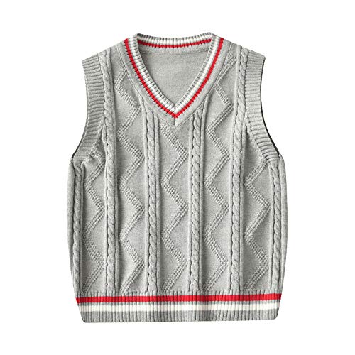 FYBITBO Kids Boys Knitted Sweater Vest Casual Pullover Sleeveless V-Neck Shirt Outerwear School Uniform Clothes