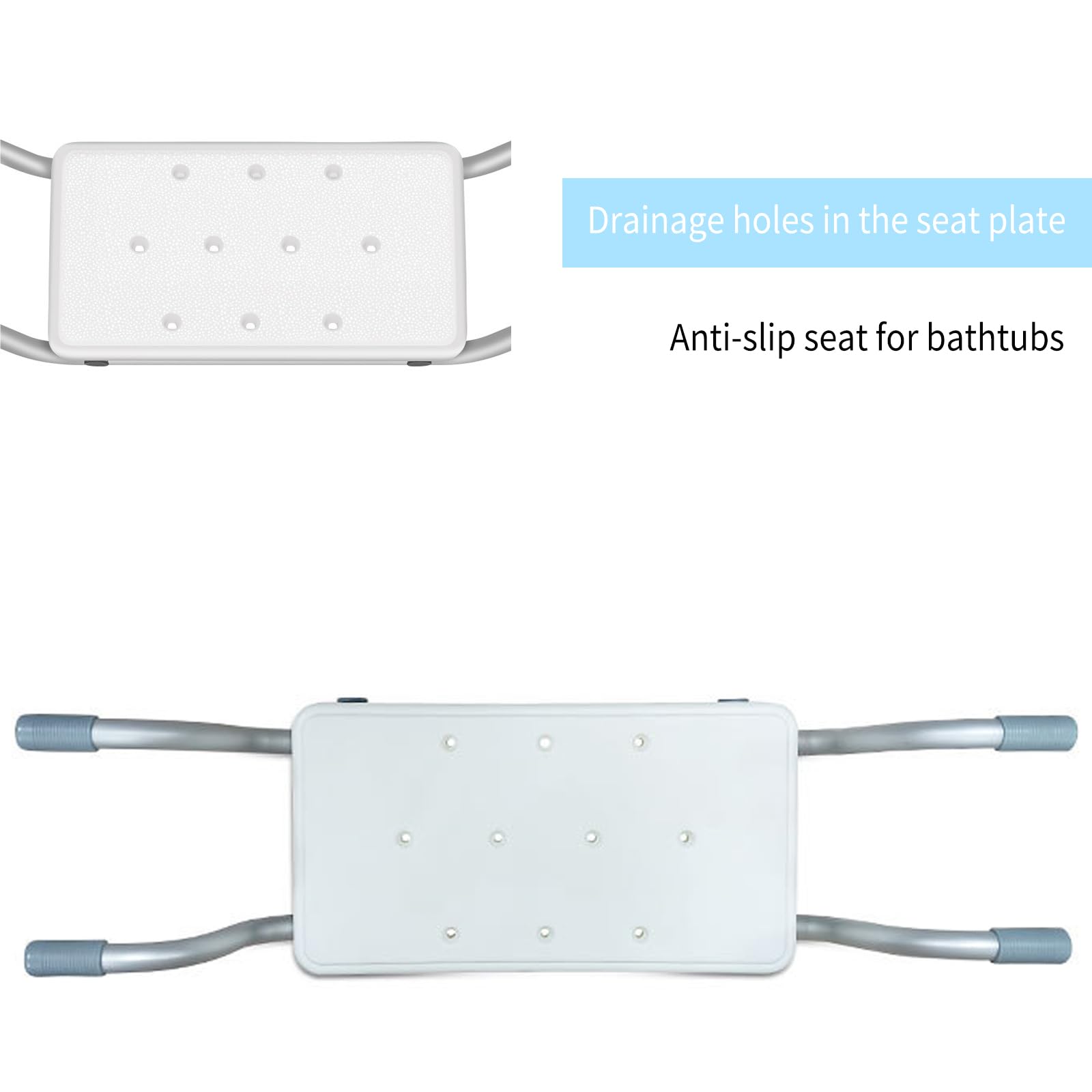Sedile per Vasca da Bagno, Sedile Vasca da Bagno Antiscivolo per Adulti e Anziani, Sedile da doccia estraibile 72-82 cm, Sedile Sicurezza per Vasca da Bagno, portata 136 kg, Bianco