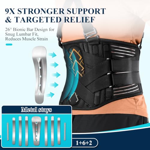Image of Plus Size Work Back Brace for Heavy Lifting Safety - Back Support Belt with 2 Suspender Straps & Bionic Lumbar Panel, 360 Posture Protection for Men Women in Construction, Warehouse 2XL /3XL