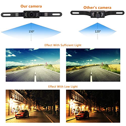 Backup Camera and Monitor Kit,RAAYOO 2020 Upgrade 2nd Generation Car Rear View Reversing Camera Automotive with 150° Perfect View Angle 13 Auto-Lighting LED Lights Night Vision IP69 Level Waterproof