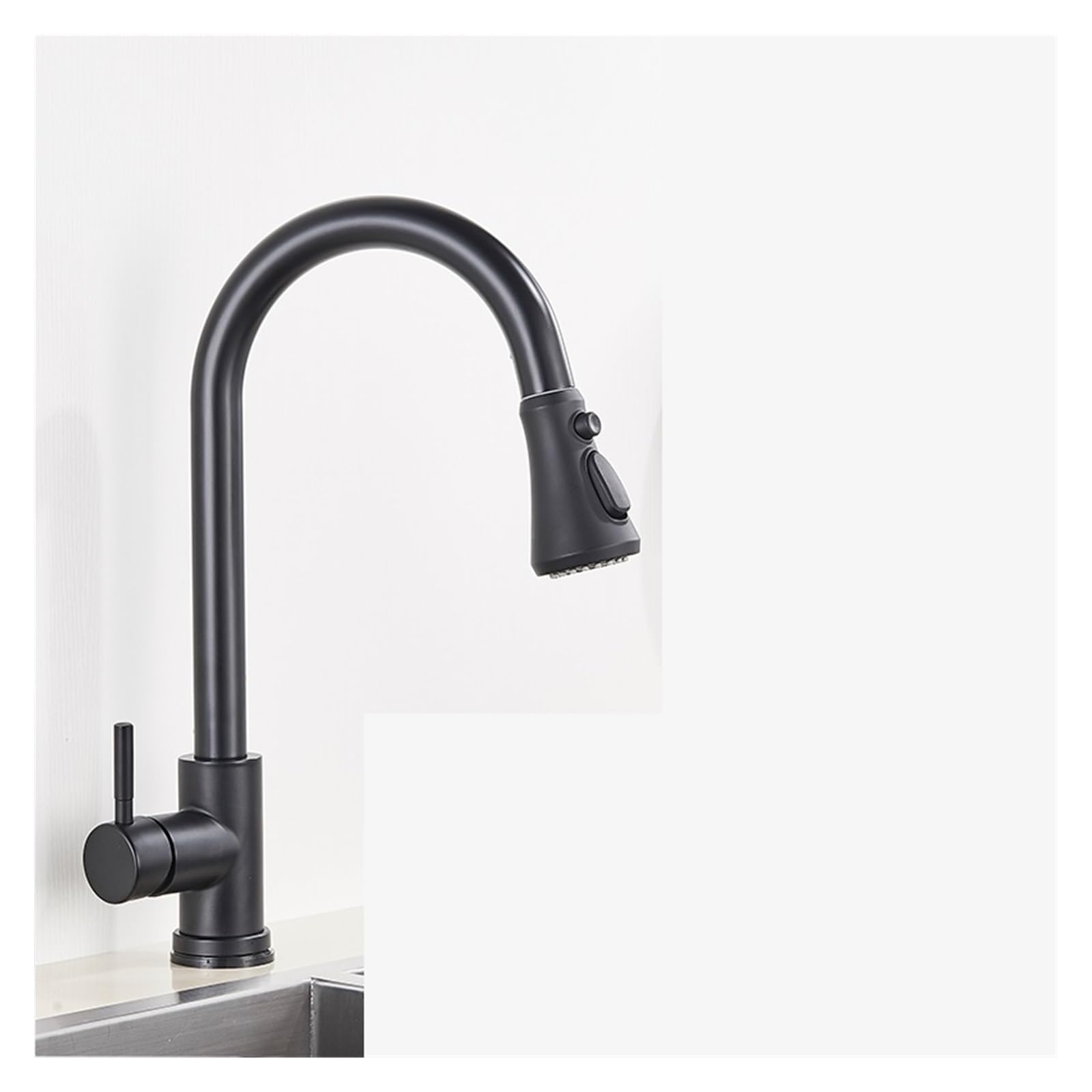 WIQUYBML KKXXYQFC Black Pull Out Kitchen Sink Faucet Deck Mounted Stream Sprayer Mixer Tap Bathroom Hot Cold(Matte C)