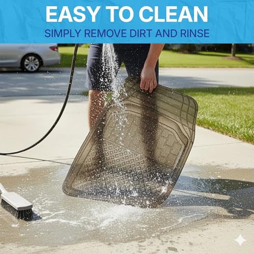 Image of KINGSWAY Accessories Premium 5 Pcs PVC Car Floor Mat Compatible with Hyundai Tucson Year 2020 to 2022, Waterproof, Anti Slip, All Weather Protection, Easy to Clean Car Foot Mats, Smoke 3G