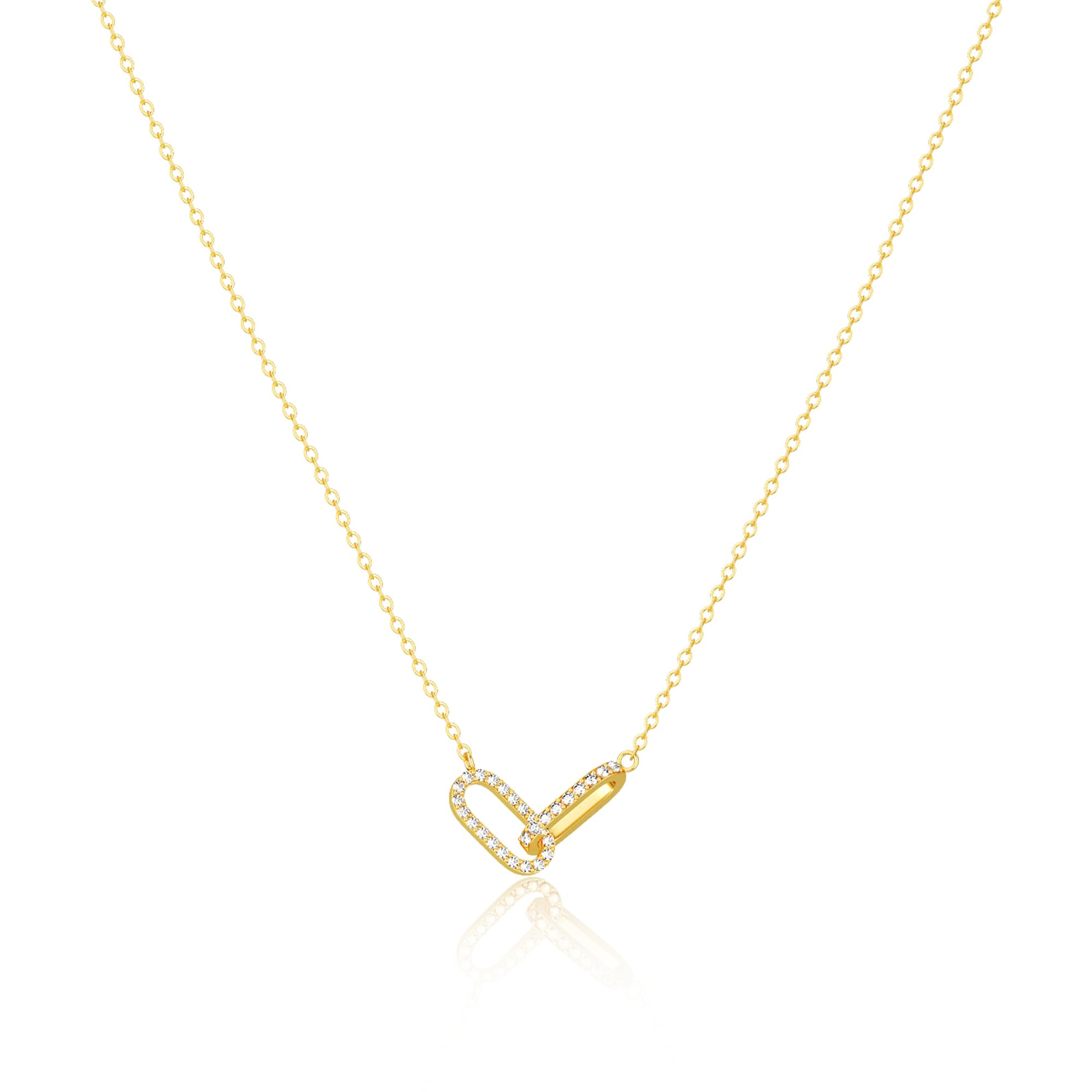 FreekissGold Pendant Necklace for Women, Dainty Diamond Necklaces for Women Simple 14K Gold Plated Paperclip Choker Necklaces Cute Minimalist Open Oval Necklaces Gold Jewelry for Women Gifts