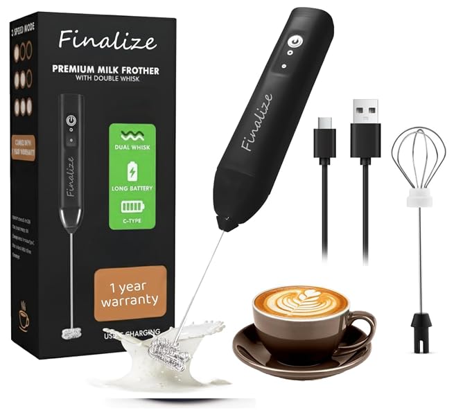 FINALIZE Rechargeable Milk Frother & Coffee Whisker with Dual Spring Tech |Coffee Frother Electric Blender Mixer |Hand Blender |Coffee Maker and Beater Electric(Multi)