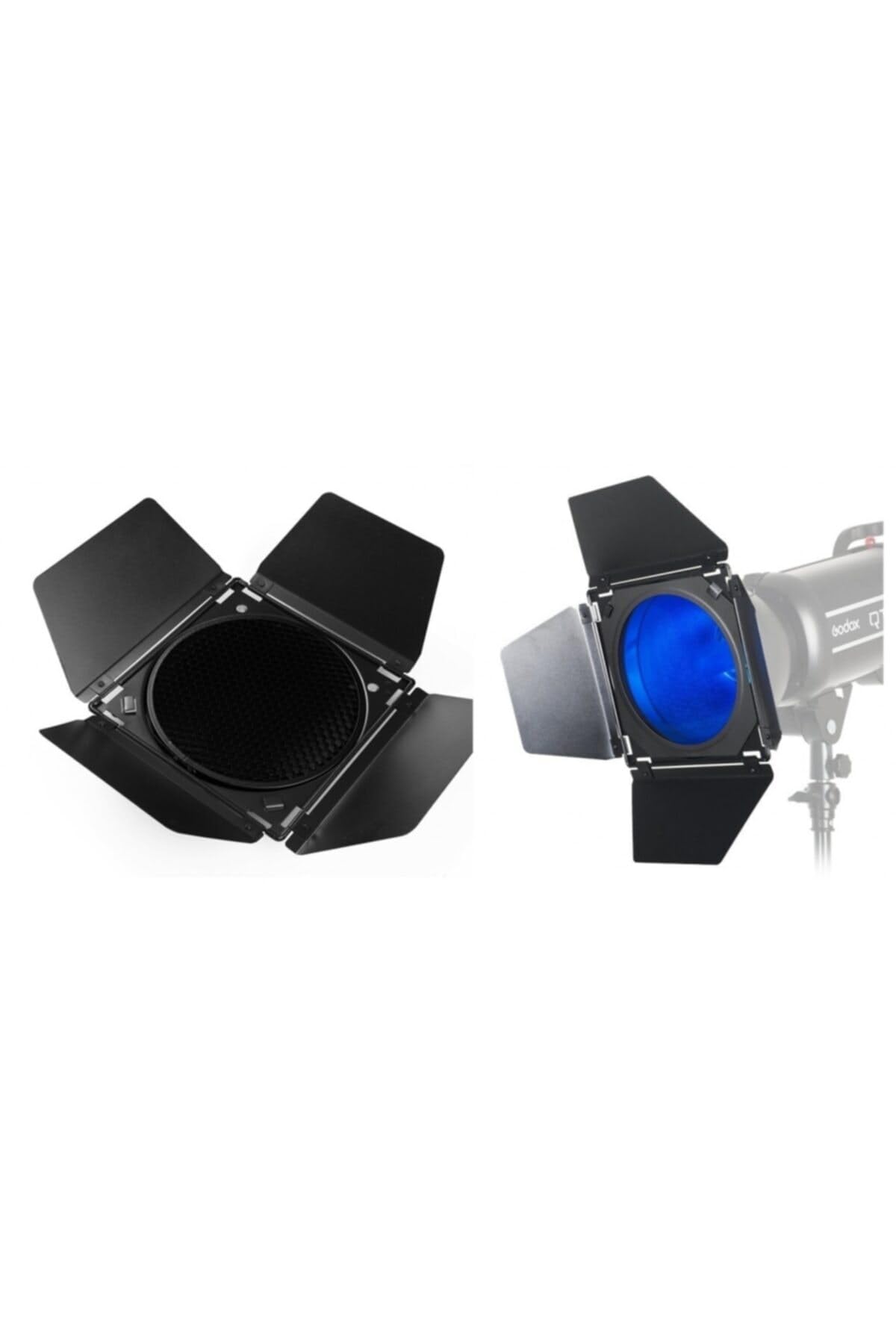 Godox BD-04 - Porte Barn Door (volets) Avec Grille Nid D'abeille Et 4 Filtres Couleur - Monture Bowens Pour Lampe LED SL-60, MS300V, SK400IIV