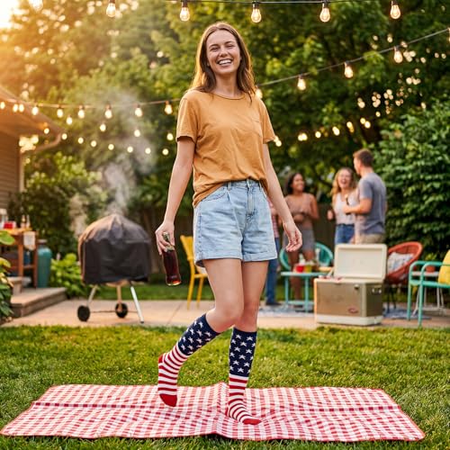 Image of American Trends Women's Knee High Socks, Novelty Holiday Printed Tall Tube Socks, Casual & Party Athletic Sports Stockings
