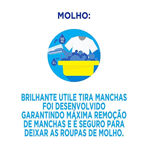 Tira-Manchas Líquido Roupas Brancas e Coloridas Floral sem Cloro Brilhante Utile Frasco 2l, Brilhant
