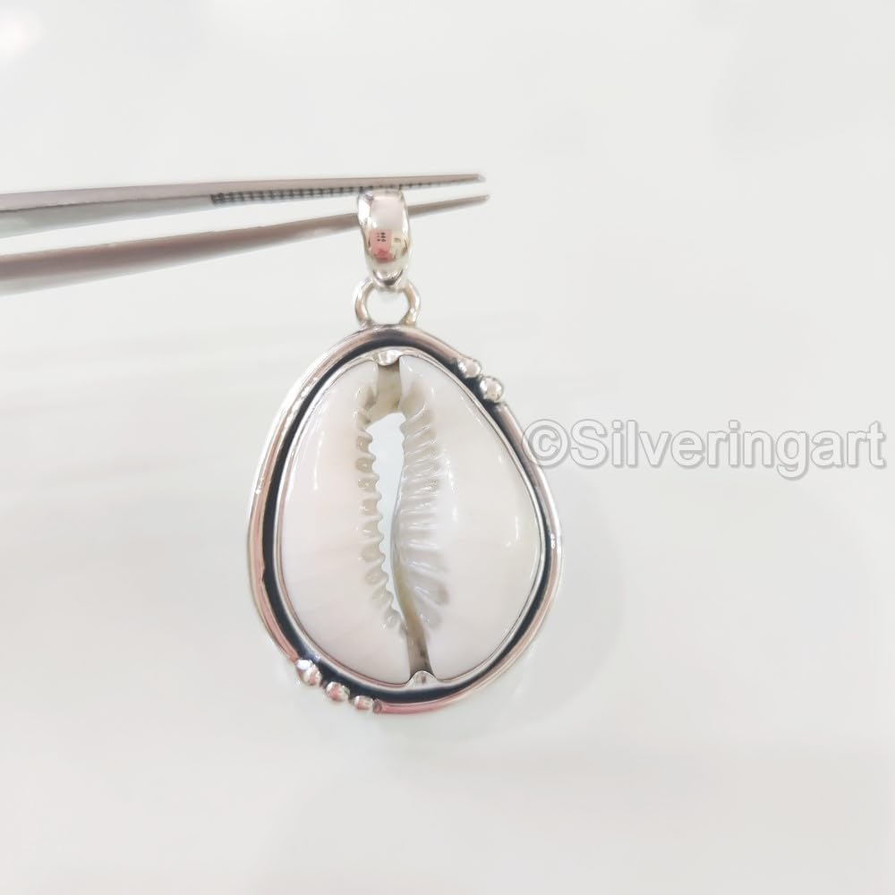 Cowrie Shells Pendant, Natural Cowrie Shells Pendant, Genuine Birthstone, Womens Art Pendant, 925 Sterling Silver, Christmas, Thanksgiving, Mens Pendant, Handmade Jewelry, Unisex Huge Pendant