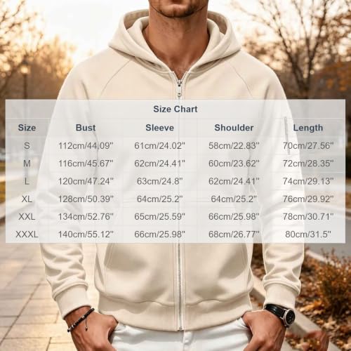 Mens Full Zip Hoodie Sleeve Zip Pocket Kangaroo Pockets Casual Sweatshirt - image 4