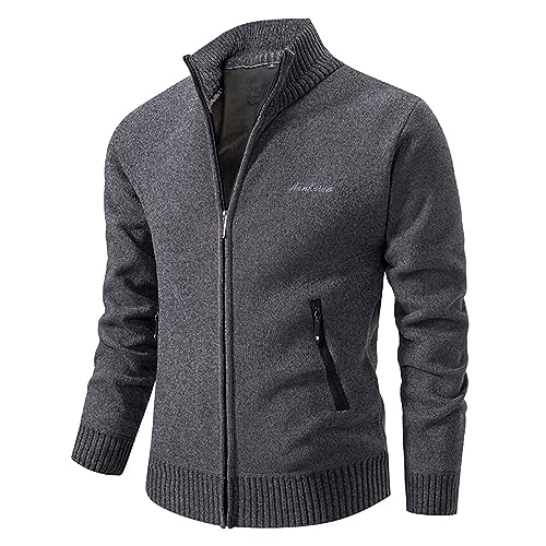 Mens Cardigan Sweaters Full Zip Up Sweater Long Sleeve Stand Collar Casual Knitted Cardigans Winter Outwear4