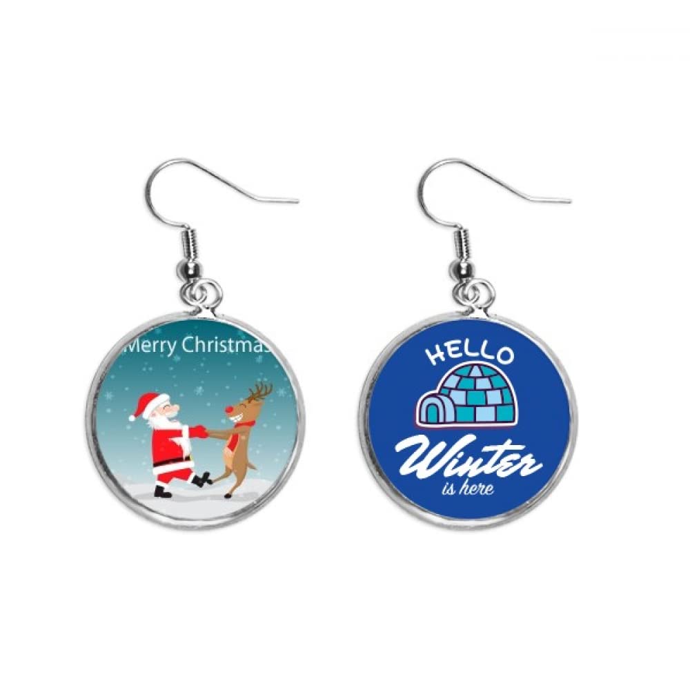 Pendientes de Navidad de Papá Noel y Reno Joyería de Invierno 5