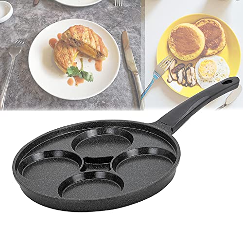 Sartén para Tortitas con 4 Agujeros Sartén Crepera Sarten ​de Antiadherente de Piedra Médica, Cocina de Sartén de Desayuno para Bistec Frito Panqueques