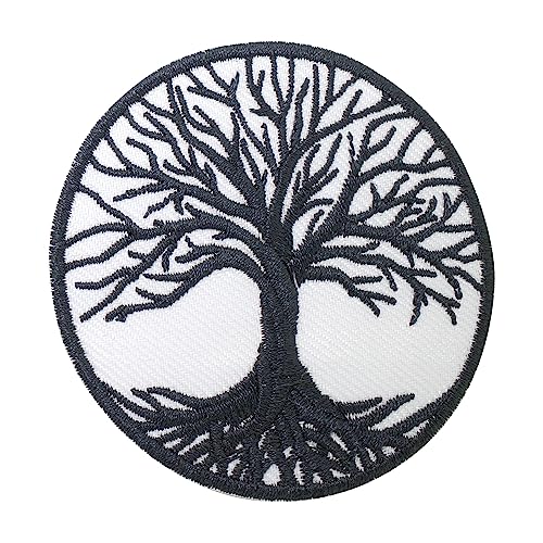 pipomama Tree of Life Iron On Patches for Clothing Embroidered Applique Patch Badge Sew On Emblem DIY Craft (Black)