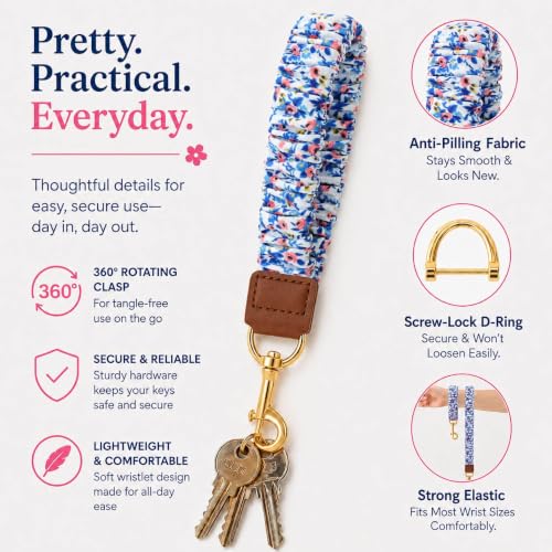 Image of Scrunchie Keychain Wristlet, Cute Key Chain Wrist Bracelet Lanyard Strap | stretchy scrunchie wristlet for keys, soft pill-resistant key chain bracelet for women, men, car keys, shopping, gym, travel