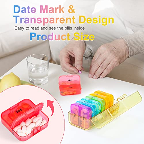 Zoksi Weekly Pill Organizer 2 Times A Day, Rainbow 7 Day Am Pm Pill Box, Daily Am Pm Pill Organizer 7 Day, Portable Vitamin Pill Case, Weekly Pill Box For Fish Oils, Vitamin, Supplement(Yellow) #TOP7