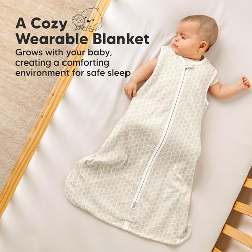 Image of 2-Pack Baby Sleep Sacks, Zipper Wearable Blanket - 100% Organic Cotton 0.5TOG, Soft Lightweight Toddler Sleeping Sack 3-6 months, Easy to Wear Newborn Swaddles Sleepsack (BumbleBear, S)