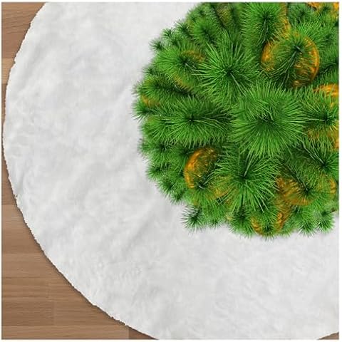 Jsdoin 36 Inch White Faux Fur Tree Skirt Cover