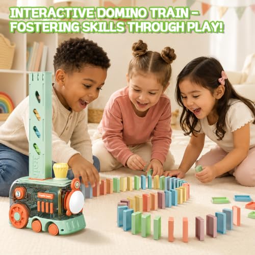 Domino Train Toy, set automático de dominós 80 piezas miniatura 3