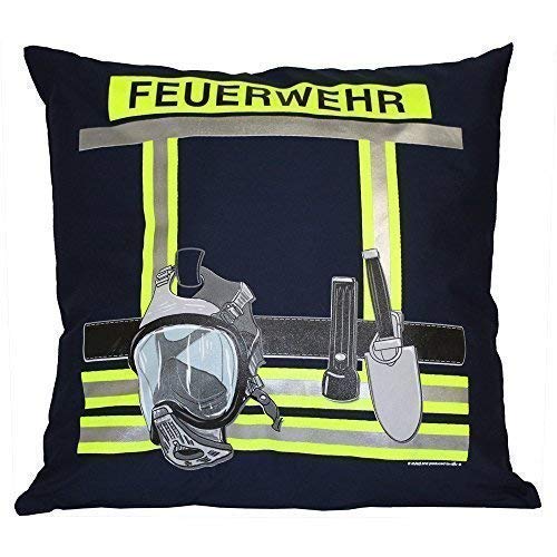 Plüsch Kissen Feuerwehr Auto - Personalisierbar Mit Name - Kuschelkissen 40x29cm