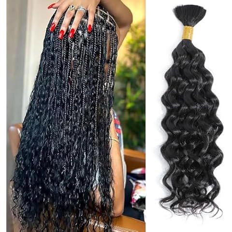 Human Braiding Hair Water Wave Bulk Human Hair for Braiding 50g 1 Bundle/Pack No Weft Human Hair Bundles for Braiding Micro Human Braiding Hair for Boho Braids (16") Cover
