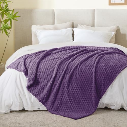 Image of BEDELITE Purple Throw Blanket for Couch, Soft Cozy Gifts for Women, 50 * 60 | 3D Jacquard Decorative Fleece Blanket, Super Soft Plush Throws, Cute Birthday Gift for Women & Men, Suitable for All Seasons