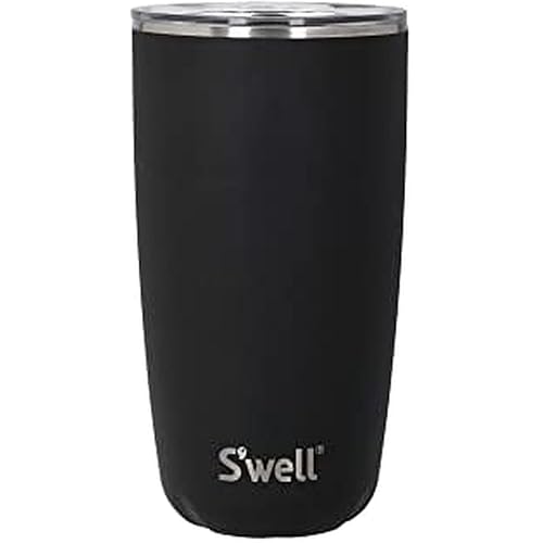 S'well Stainless Steel Tumbler with Slide-Open Lid, 18oz, Onyx, Triple Layered Vacuum Insulated Containers Keeps Drinks Cold for 12 Hours and Hot for 4, BPA Free
