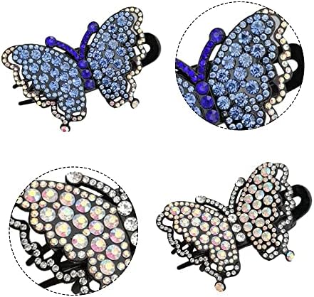 2 Pcs Hair Claw Clip Delicate Rhinestone Hair Claw Fashion Three Dimensional Butterfly Shaped Hair Accessories for Women Ladies Girls